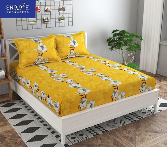 Snooze  Elastic Fitted Printed King Size Bedsheet